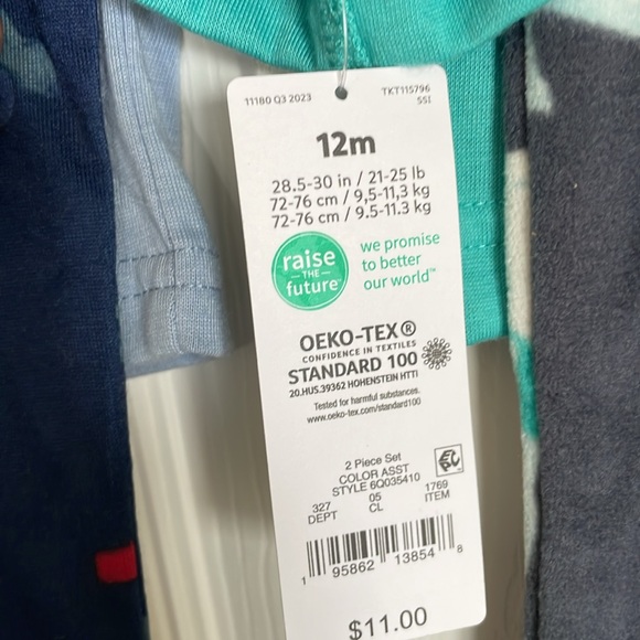 NEW! Set of Two Carter's 12M Baby 2pc Pajama Sets - Long Sleeve & Pants - Picture 13 of 13